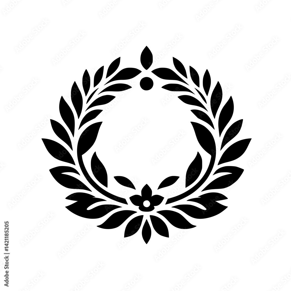 Fototapeta premium Elegant Black & White Laurel Wreath Design