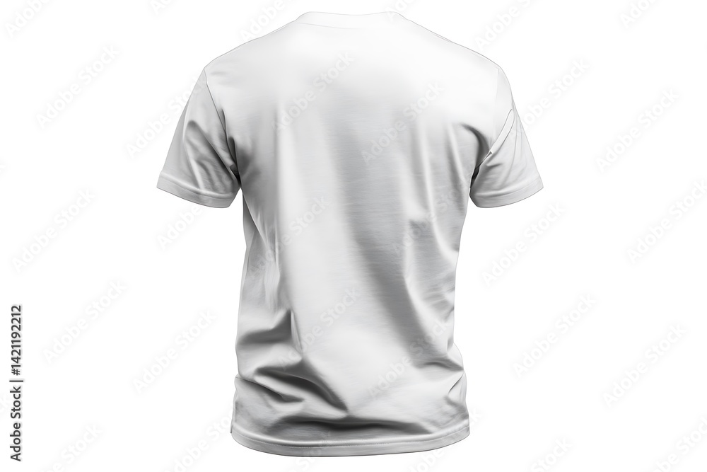 White Blank Back View Tshirt Isolated Against White Background With Soft Fabric