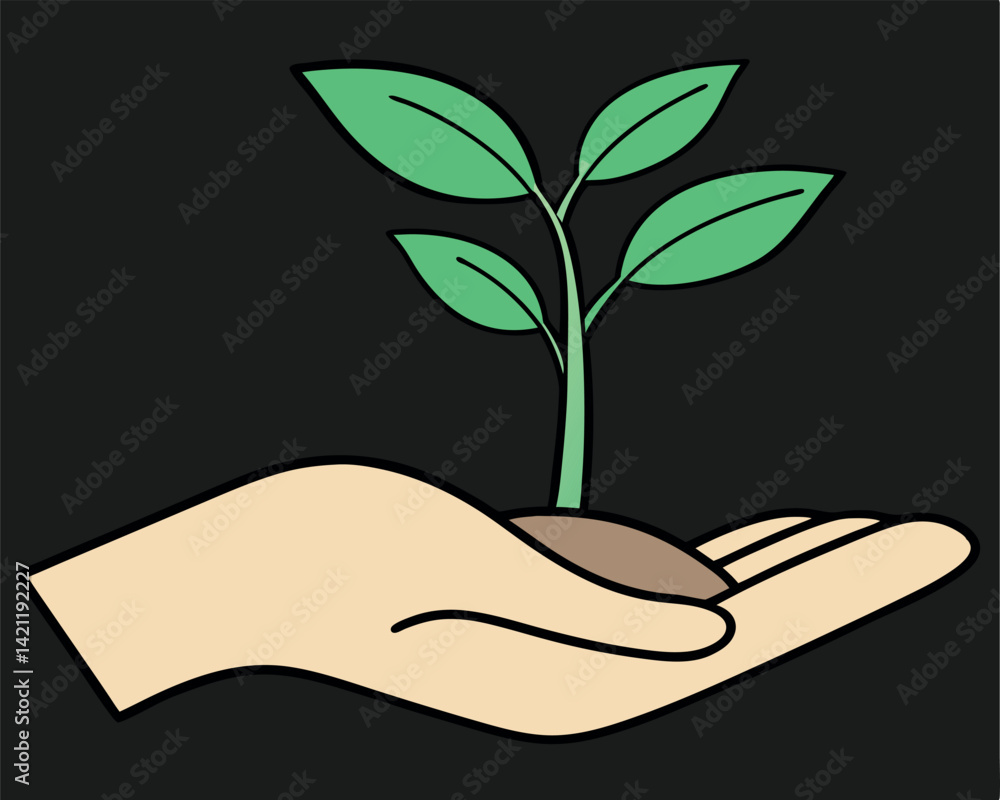 Hand Holding Sprout: Nurturing Growth, New Beginnings, Hope, Environment. Hand Holding Sprout: Nurturing Growth, New Beginnings, Hope, Environment.