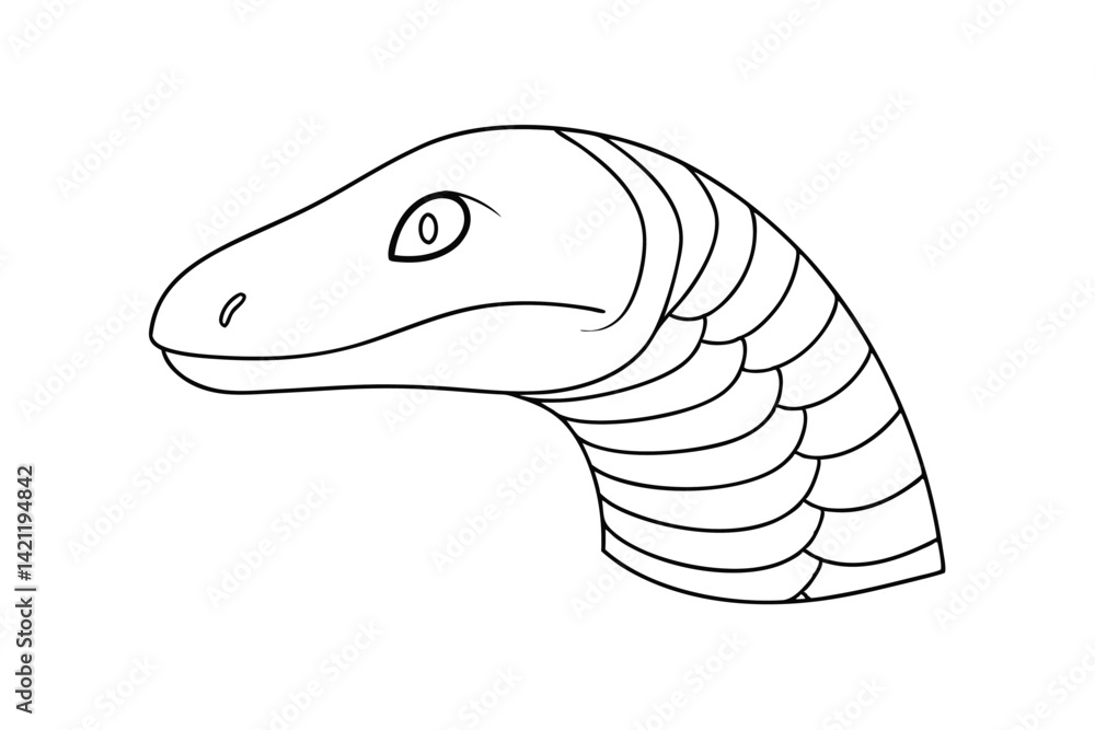 Fototapeta premium Simple line art illustration of a snake head outline black and white vector image