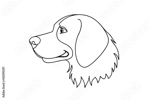 Simple line art of a dog head profile cute pet illustration canine companion