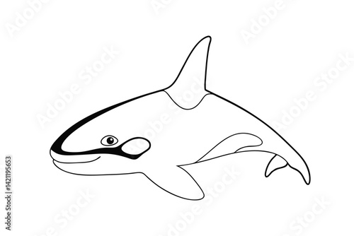 Orca whale outline illustration cute cartoon killer whale vector drawing isolated on white background