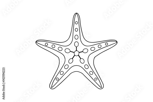 Minimalist starfish outline vector illustration isolated on white background marine life simple sea creature