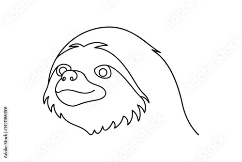 Minimalist sloth head outline illustration cute animal design for coloring pages and creative projects