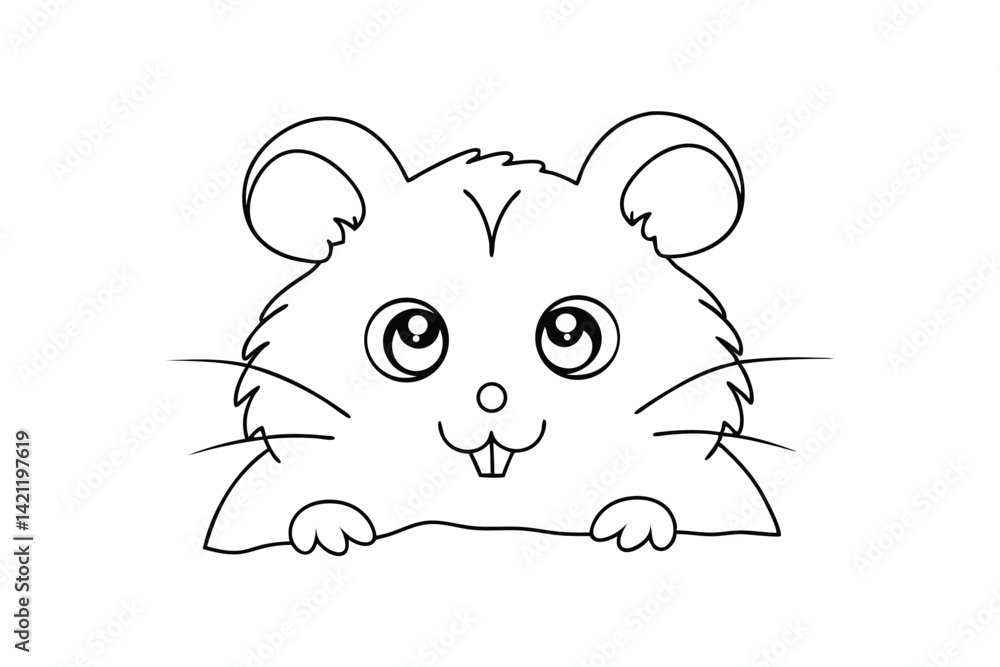 Cute hamster peeking over edge vector illustration for coloring books and childrens designs Cute hamster peeking over edge vector illustration for coloring books and childrens designs