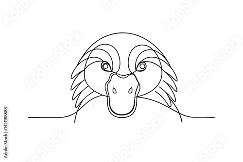 Platypus face continuous line art isolated on white background aquatic mammal minimalist design animal wildlife