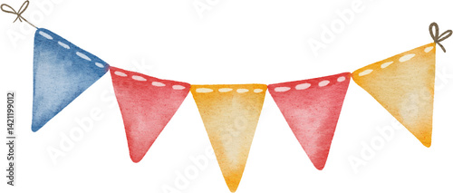 watercolor bunting flag