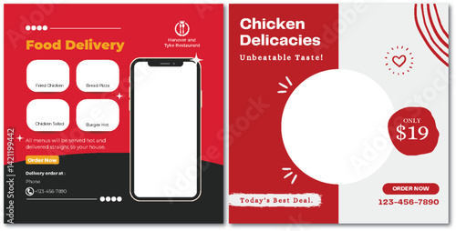 Delicious food promotion banner with special offers and discount deals