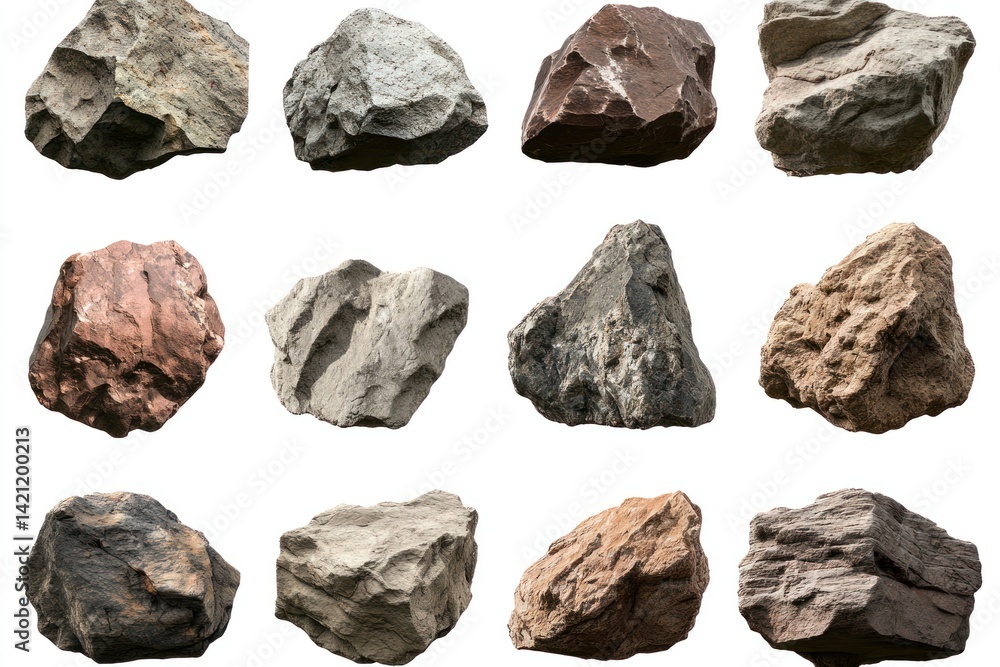 Large set of isolated rock clusters, ideal for compositing into landscapes Large set of isolated rock clusters, ideal for compositing into landscapes