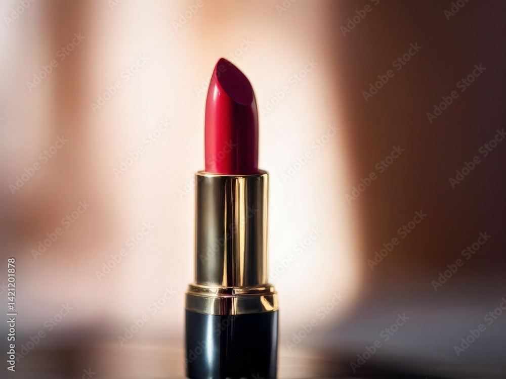 red lipstick on the golden background red lipstick on the golden background