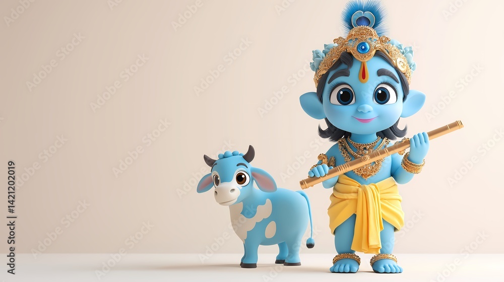 Happy Krishna Janmashtami | Lord Krishna | Krishna Jayanthi | Janmashtami Post | Cute 3d Little Krishna with cow Happy Krishna Janmashtami | Lord Krishna | Krishna Jayanthi | Janmashtami Post | Cute 3d Little Krishna with cow