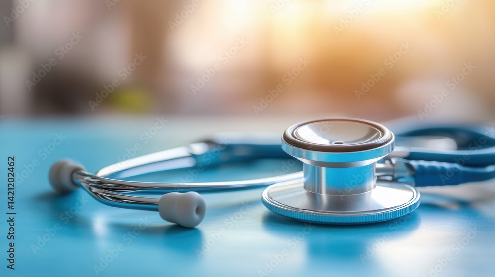 Medical stethoscope on a blue surface (1) Medical stethoscope on a blue surface (1)