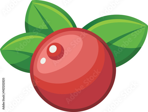 A vibrant vector art illustration showcasing delicious, ripe cranberries with rich colors and detailed textures, perfect for food-themed designs.