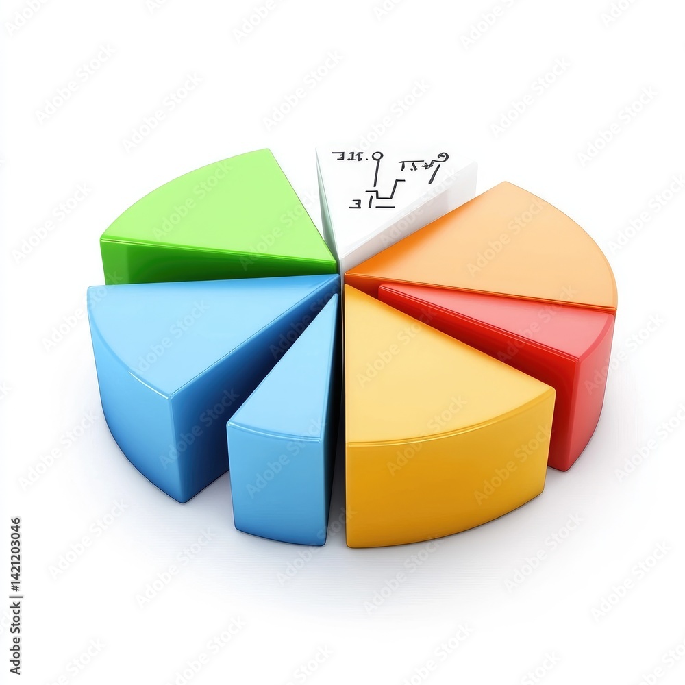 Obraz premium Colorful pie chart sections illustrate comparative data.