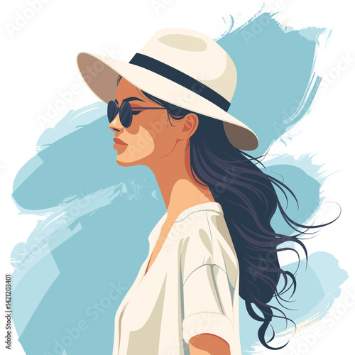vector illustration of a woman with sunglasses