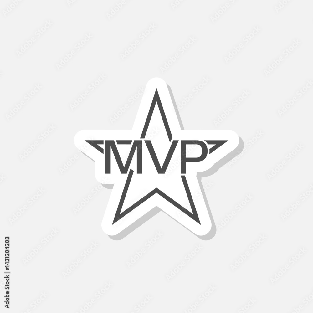 MVP star icon sticker isolated on gray background MVP star icon sticker isolated on gray background