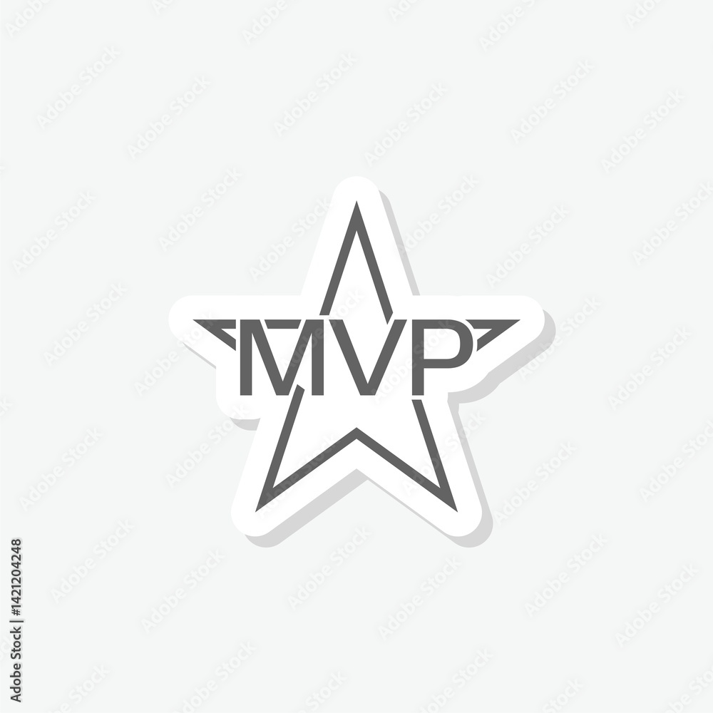 MVP star icon sticker isolated on gray background MVP star icon sticker isolated on gray background