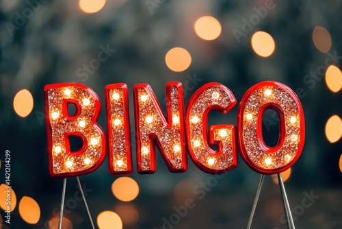 Wallpaper Mural Bright and Glittering Bingo Sign with Lights and Background Blur Torontodigital.ca