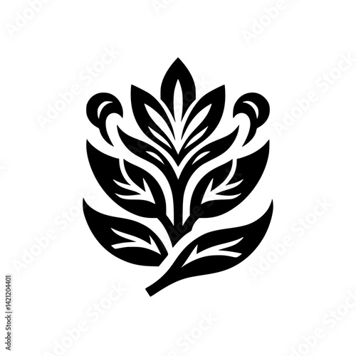Elegant Black & White Floral Vector Design on White Background