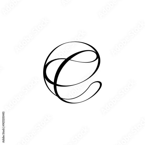 Elegant shape letter CR creative monogram logo. C logo. R logo. RC logo line