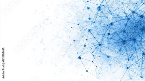 Obraz na płótnie Abstract Blue Network Structure with Nodes and Connection Lines w salonie