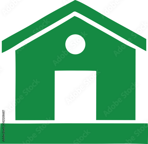 A green house icon, a vector illustration of an eco home design symbol