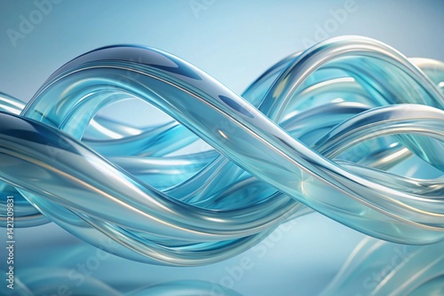 Abstract 3D Light Blue Liquid Shape – Translucent Fluid Form with Glassy Texture