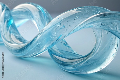 Abstract 3D Light Blue Liquid Shape – Translucent Fluid Form with Glassy Texture
