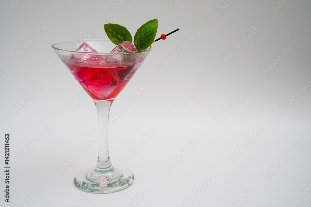 Cocktail drink on the rocks with fruit isolated Cocktail drink on the rocks with fruit isolated