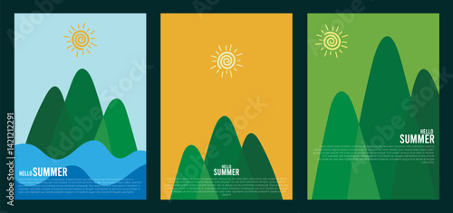 summer poster template design set