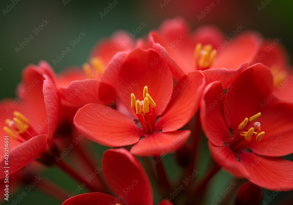 Vibrant Red Flowers Softly Lit Close Up. AI Generated Vibrant Red Flowers Softly Lit Close Up. AI Generated