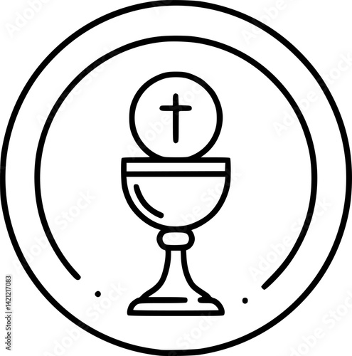 Corpus christi holy communion icon in circle round black color vector illustration image outline contour line thin style

