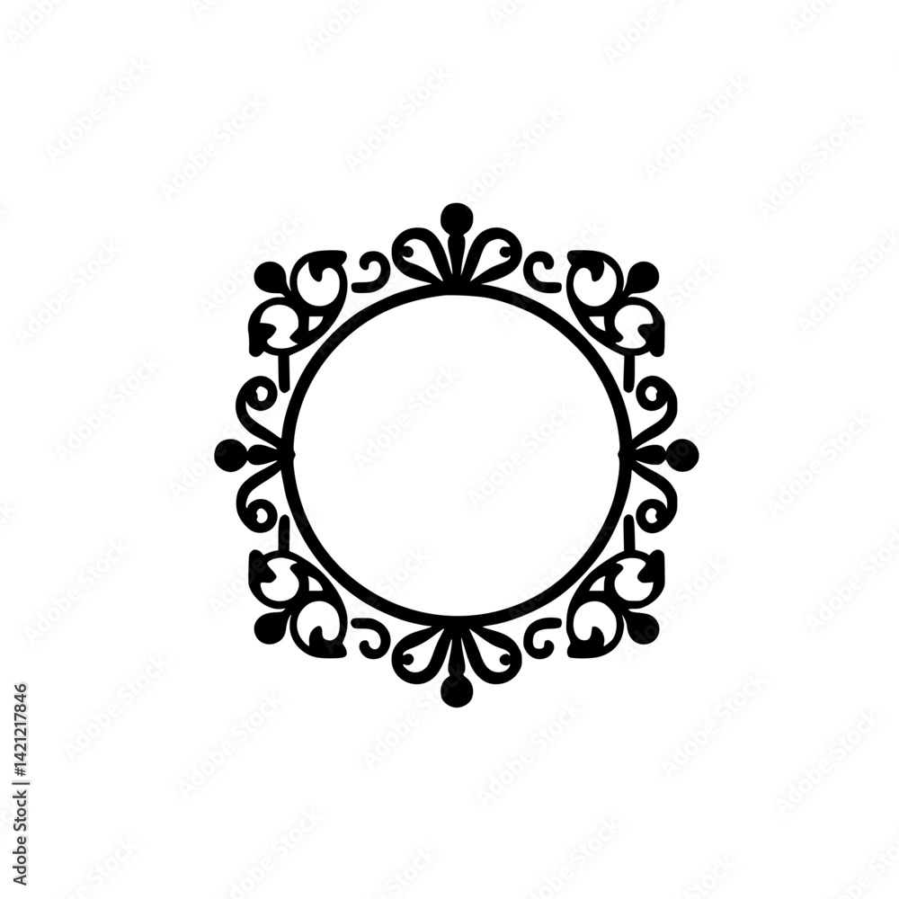 Elegant Black Scrollwork Frame on White Background Elegant Black Scrollwork Frame on White Background