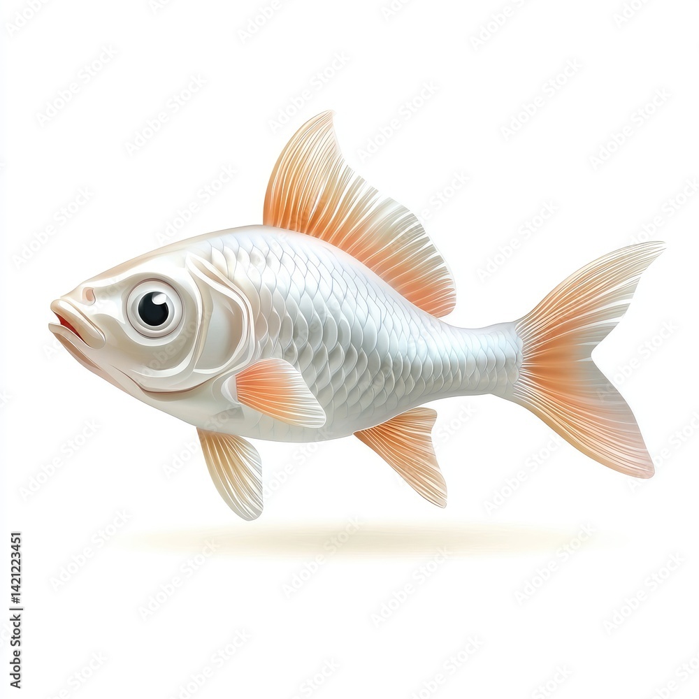 Close-up illustration of a pale white fish. Close-up illustration of a pale white fish.