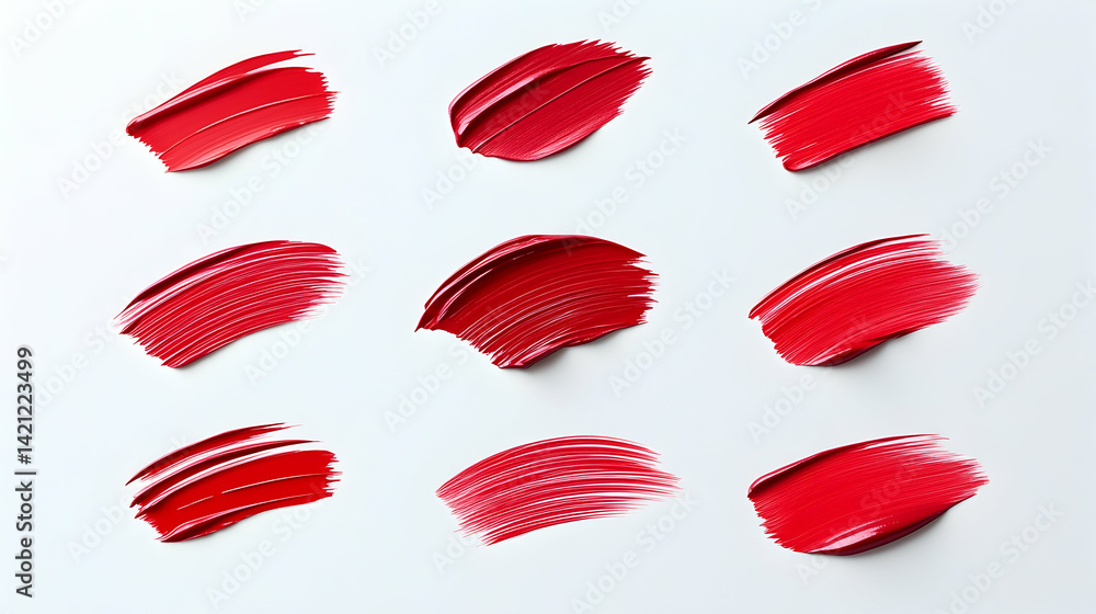 Fototapeta premium Red Lipstick Swatches on White Background