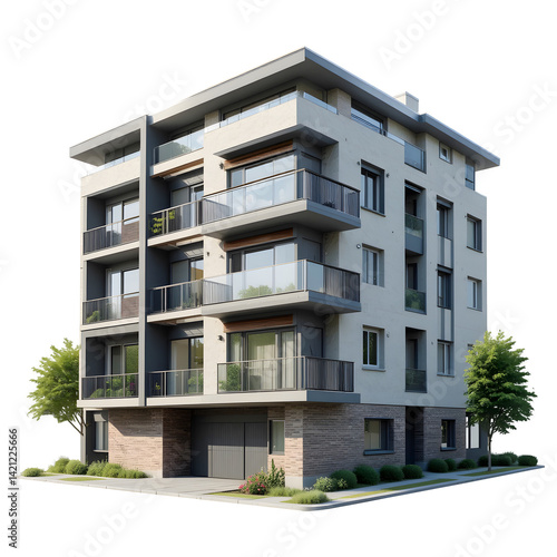 Modern Apartment Building with Balconies