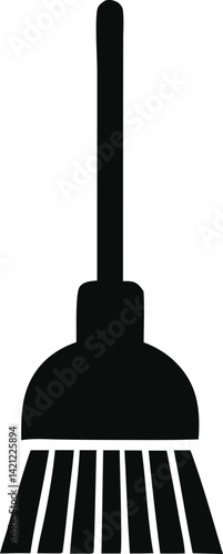 Isolated clean tool, a vector illustration shows a broom and a mop for dust with a plastic handle