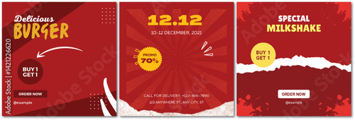 Promotional Food and Beverage Banner Set Featuring Special Offers