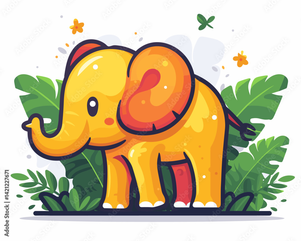 Obraz premium Cute cartoon elephant . Colorful vector illustration.