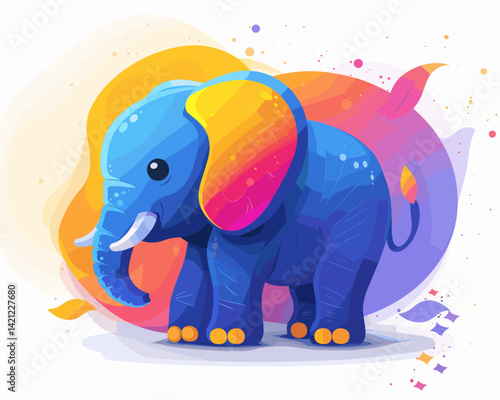 Vector illustration of a cute cartoon elephant isolated on a white background.
