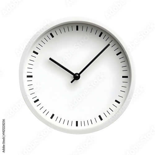 Simple White Clock: Minimalist Timepiece Design on white background