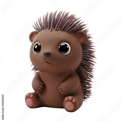 Brown hedgehog with black spines