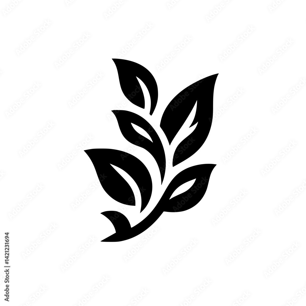 Elegant Black Foliage Silhouette Graphic Design Element Elegant Black Foliage Silhouette Graphic Design Element