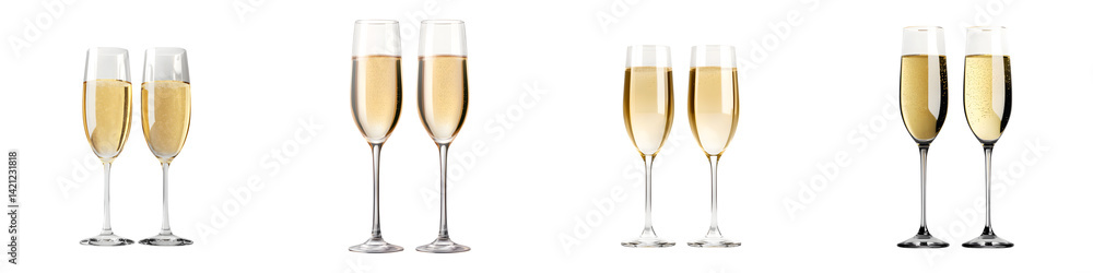 Elegant champagne glasses filled with sparkling wine for a celebratory toast. Elegant champagne glasses filled with sparkling wine for a celebratory toast.