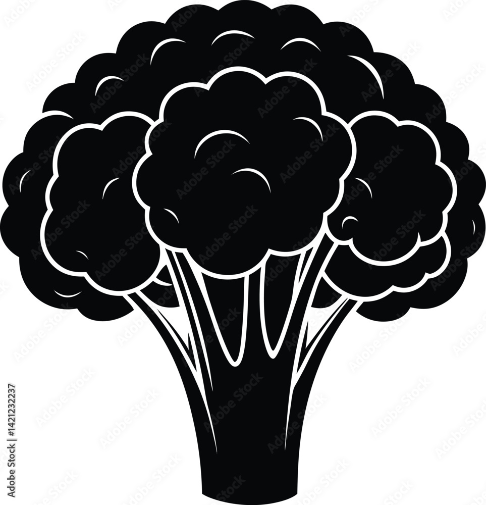 Broccoli Silhouette Vector - Fresh Black Vegetable Graphic Vector EPS File Broccoli Silhouette Vector - Fresh Black Vegetable Graphic Vector EPS File
