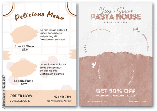Elegant Pasta House Menu Design with Special Offers and Unique Flavors