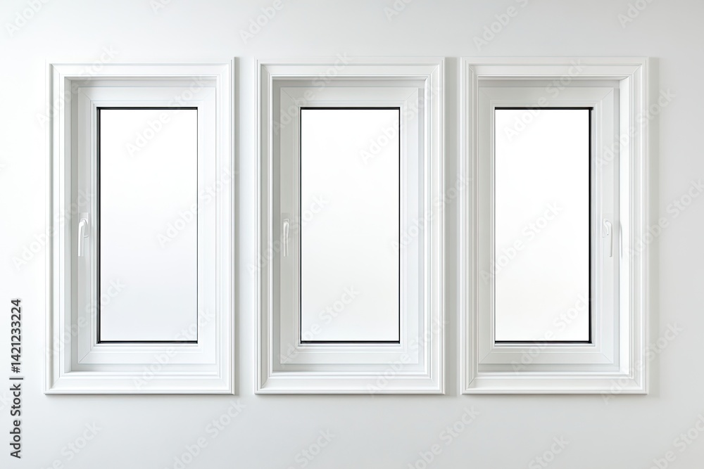 Three white windows on a wall Three white windows on a wall