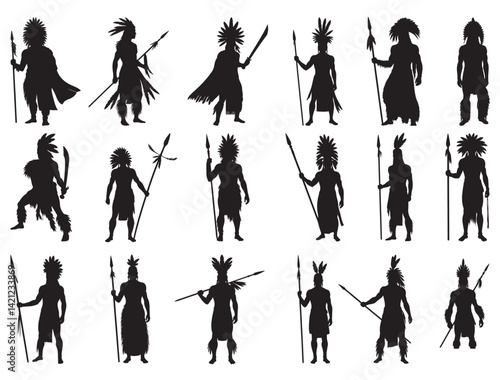 NATIVE AMERICAN WARRIORS SILHOUETTE