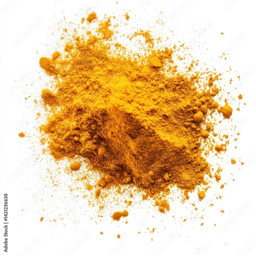 Spicy turmeric dust cloud expanding in the air, seamless cutout Spicy turmeric dust cloud expanding in the air, seamless cutout