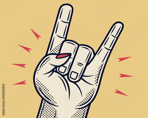 Rock and Roll Hand Sign with Lightning Bolts: Music, Culture, Expression.